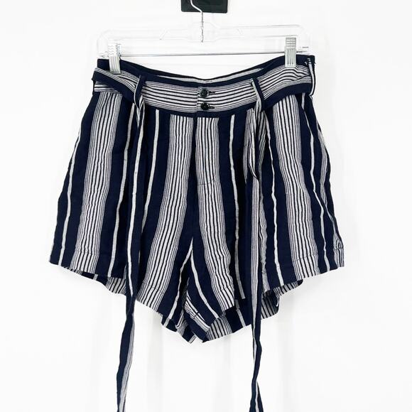 Rails Katy Mediterranean Striped Shorts Linen Blend Tie Waist High Rise - Picture 1 of 5